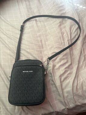 Michael Kors Black Monogram Crossbody Messenger Bag